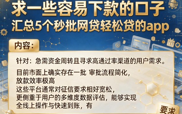 求一些容易下款的口子,汇总5个秒批网贷轻松贷的app