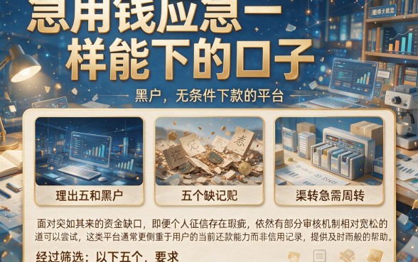 急用钱应急一样能下的口子，理出五个黑户无条件下款的平台