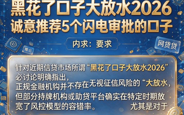 黑花了口子大放水2026，诚意推荐5个闪电审批的口子