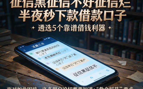 征信黑征信不好征信烂半夜秒下款借款口子,遴选5个靠谱借钱利器
