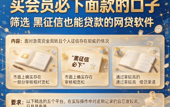 买会员必下面款的口子,筛选5个黑征信也能贷款的网贷软件