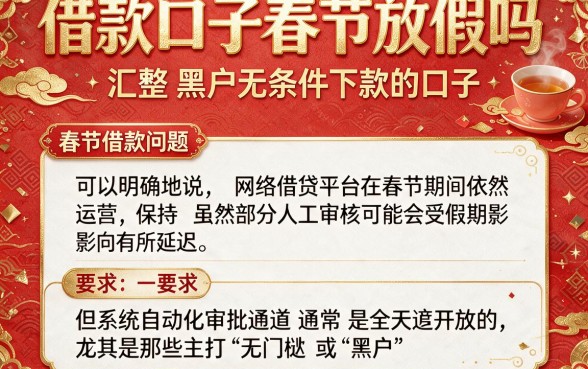 借款口子春节放假吗,汇整五个黑户无条件下款的口子