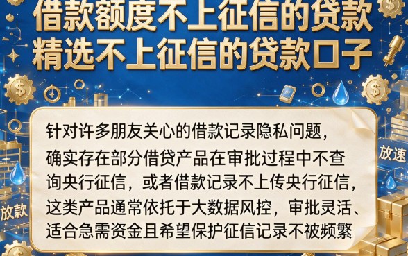 借款额度不上征信的贷款,精选五个不上征信的贷款口子