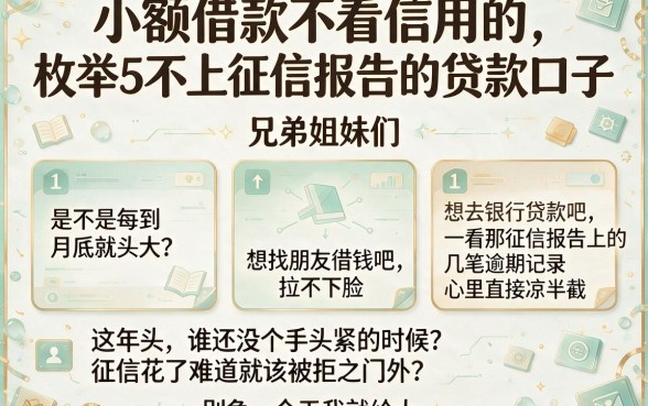 小额借款不看信用的,枚举5个不上征信报告的贷款口子