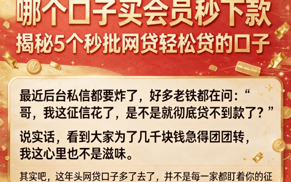 哪个口子买会员秒下款，揭秘5个秒批网贷轻松贷的口子