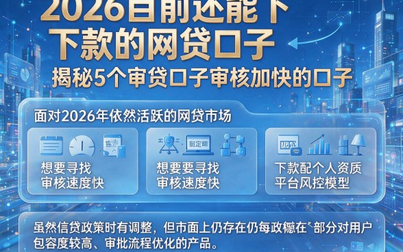 2026目前还能下款的网贷口子,揭秘5个审贷口子审核加快的口子