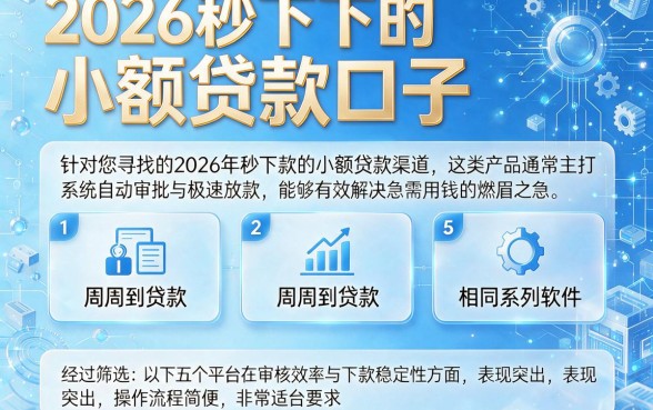2026秒下的小额贷款口子,胪列5个周周到贷款相同系列的软件