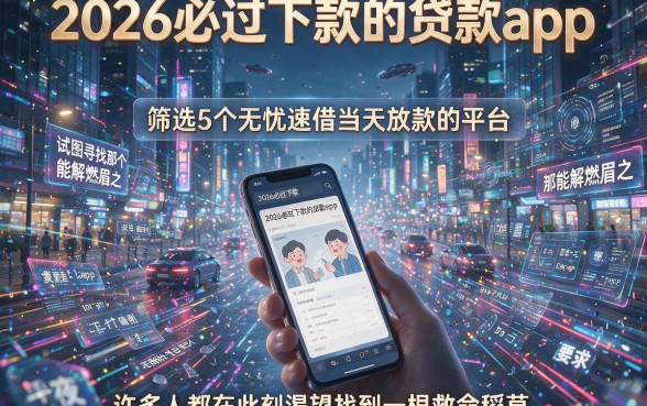 2026必过下款的贷款app，筛选5个无忧速借当天放款的平台