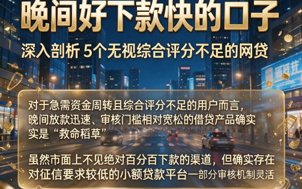 晚间好下款快的口子,深入剖析5个无视综合评分不足的网贷
