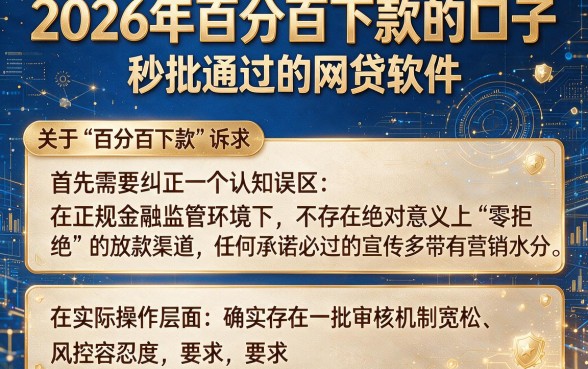 2026年百分百下款的口子,归纳五个秒批通过的网贷软件