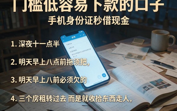 门槛低容易下款的口子，条列五个手机身份证秒借现金的软件