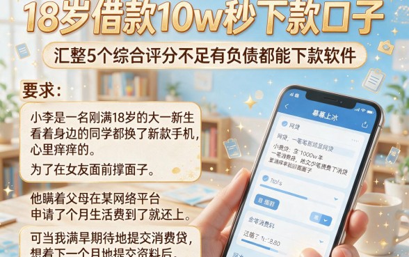 18岁借款10w秒下款口子,汇整5个综合评分不足有负债都能下款软件