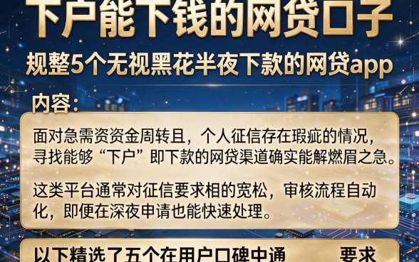 下户能下钱的网贷口子,规整5个无视黑花半夜下款的网贷app