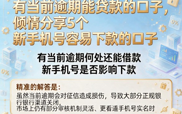 有当前逾期能贷款的口子，倾情分享5个新手机号容易下款的口子