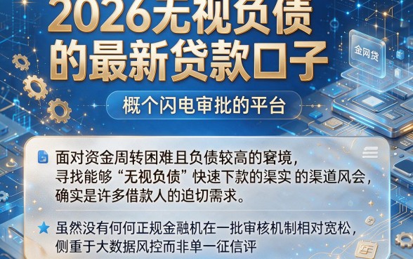 2026无视负债的最新贷款口子,概览五个闪电审批的平台