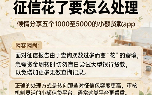 征信花了要怎么处理,倾情分享五个1000至5000的小额贷款app