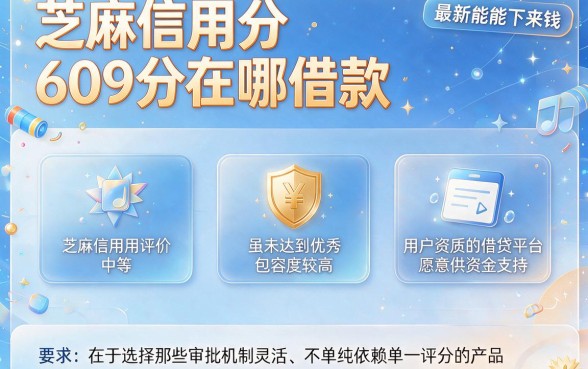 芝麻信用分609分在哪借款,遴选五个最新能下来钱的平台