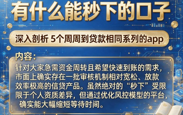 有什么能秒下的口子，深入剖析5个周周到贷款相同系列的app