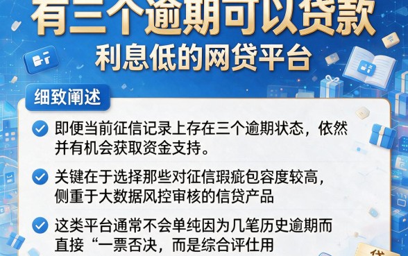 有三个逾期可以贷款,细致阐述五个利息低的网贷平台