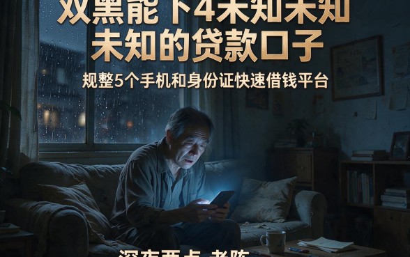 双黑能下4未知未知未知的贷款口子,规整5个手机和身份证快速借钱平台