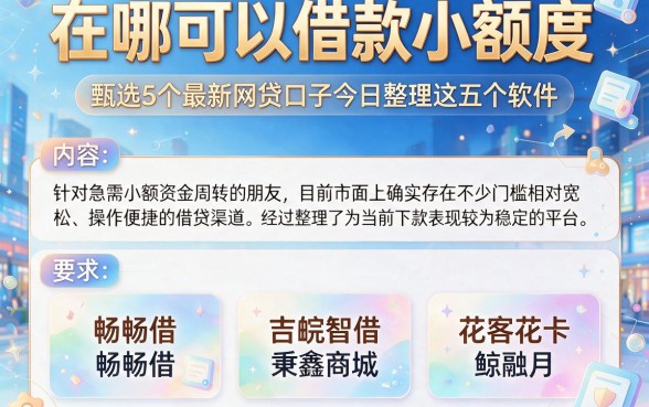 在哪可以借款小额度，甄选5个最新网贷口子今日整理这五个软件