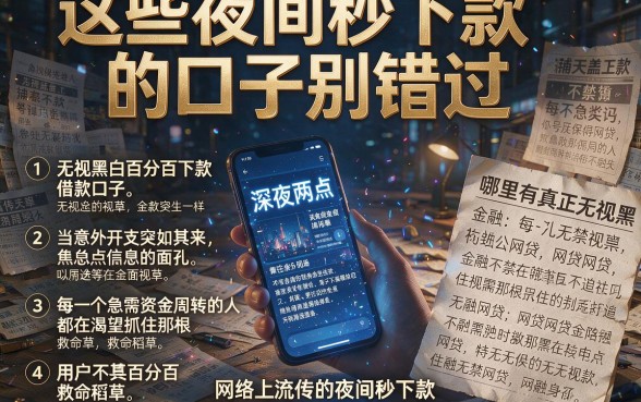 这些夜间秒下款的口子别错过,详细阐述五个无视黑白百分百下款的借款口子