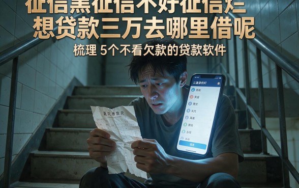 征信黑征信不好征信烂想贷款三万去哪里借呢,梳理5个不看欠款的贷款软件