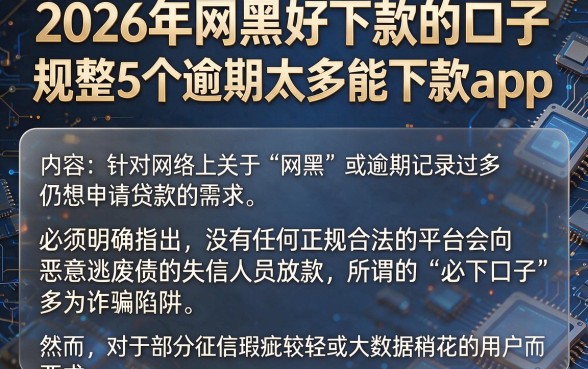 2026年网黑好下款的口子,规整5个逾期太多能下款app