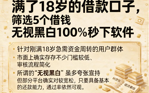 满了18岁的借款口子，筛选5个借钱无视黑白100%秒下软件