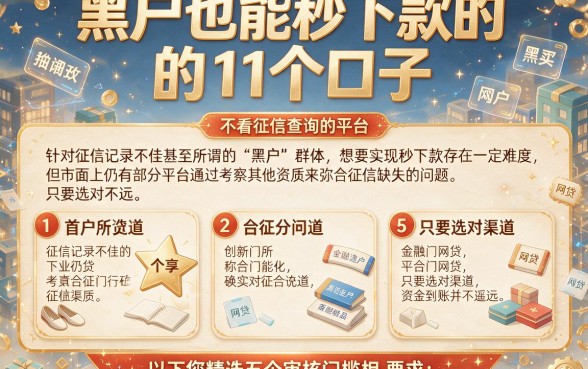 黑户也能秒下款的的11个口子,细致阐述5个不看征信查询的平台