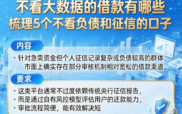 不看大数据的借款有哪些，梳理5个不看负债和征信的口子