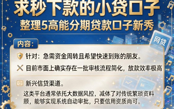 求秒下款的小贷口子,整理5个高能分期贷款口子新秀