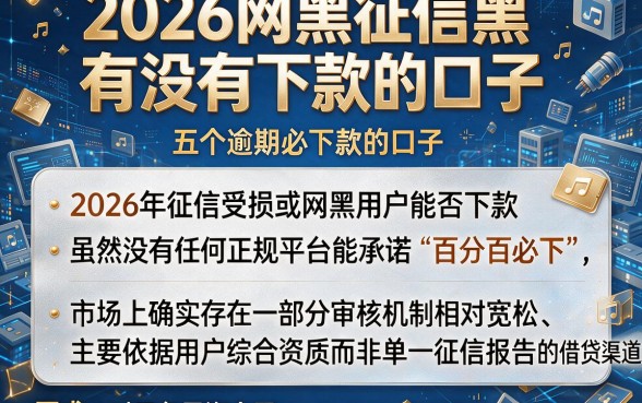 2026网黑征信黑有没有下款的口子,归纳五个逾期必下款的口子