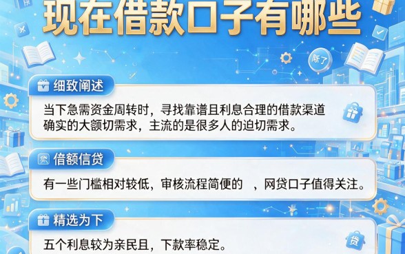 现在借款口子有哪些，细致阐述五个利息低的网贷平台
