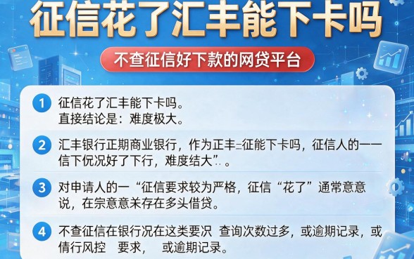 征信花了汇丰能下卡吗,详尽说明5个不查征信好下款的网贷平台
