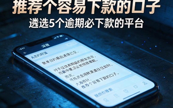 推荐个容易下款的口子，遴选5个逾期必下款的平台