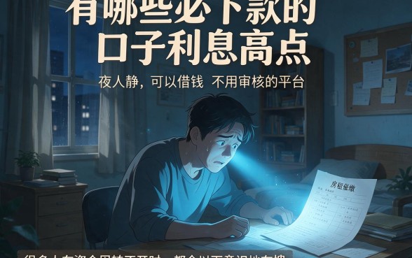 有哪些必下款的口子利息高点,概括五个可以借钱不用审核的平台