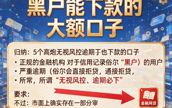 黑户能下款的大额口子，归纳5个高炮无视风控逾期也下款的口子