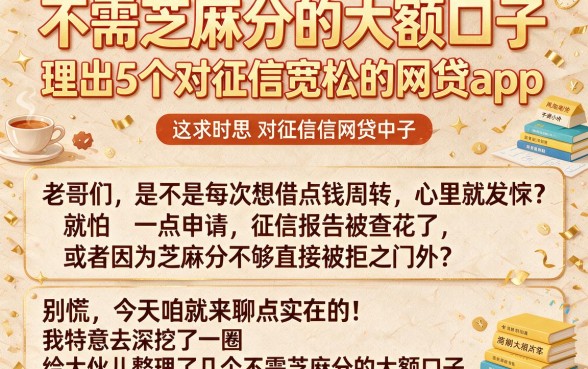 不需芝麻分的大额口子,理出5个对征信宽松的网贷app