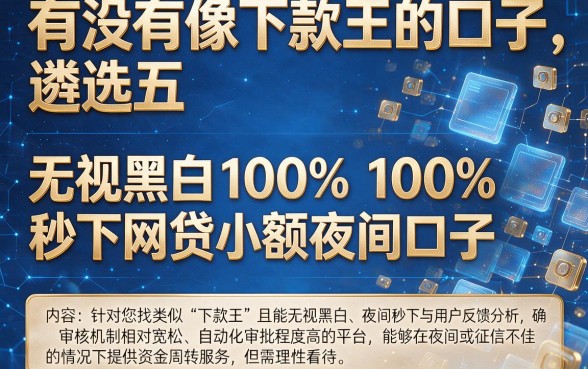 有没有像下款王的口子,遴选五个无视黑白100%秒下网贷小额夜间口子