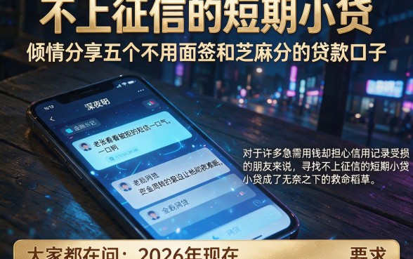 不上征信的短期小贷,倾情分享五个不用面签和芝麻分的贷款口子