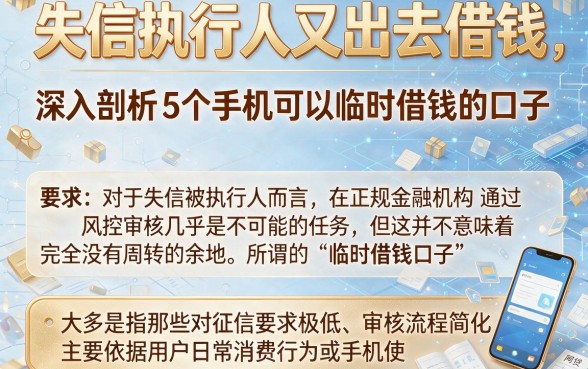 失信执行人又出去借钱,深入剖析5个手机可以临时借钱的口子