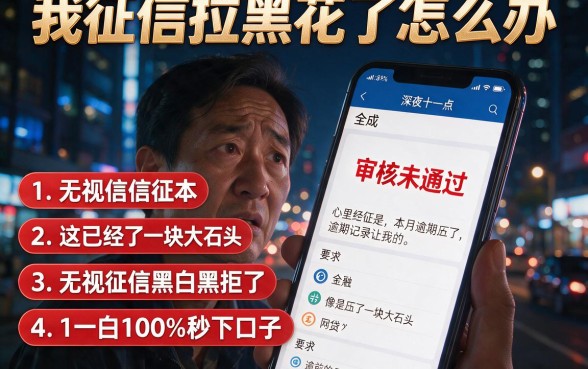我征信拉黑花了怎么办，筛选五个无视征信黑白100%秒下口子