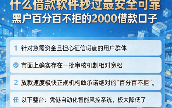 什么借款软件秒过最安全可靠,整合五个黑户百分百不拒的2000借款口子