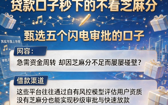 贷款口子秒下的不看芝麻分,甄选五个闪电审批的口子