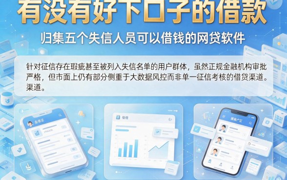 有没有好下口子的借款，归集五个失信人员可以借钱的网贷软件