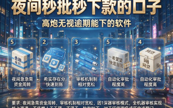 夜间秒批秒下款的口子,整合5个高炮无视逾期能下的软件
