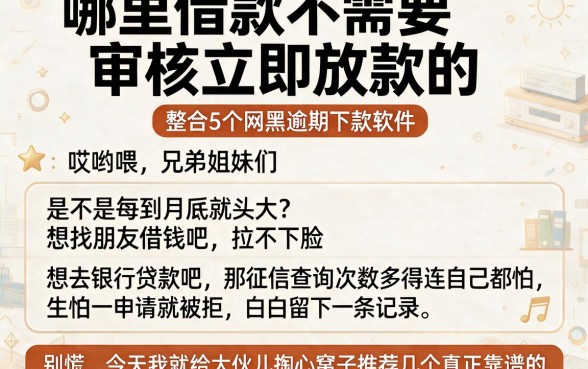 哪里借款不需要审核立即放款的,整合5个网黑逾期下款软件