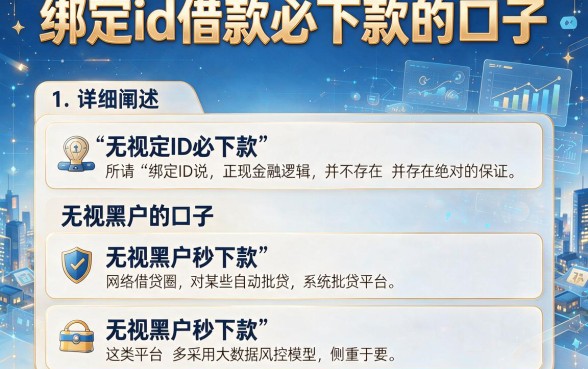 绑定id借款必下款的口子,详细阐述五个无视黑户秒下款的口子