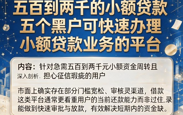 五百到两千的小额贷款,深入剖析五个黑户可快速办理小额贷款业务的平台